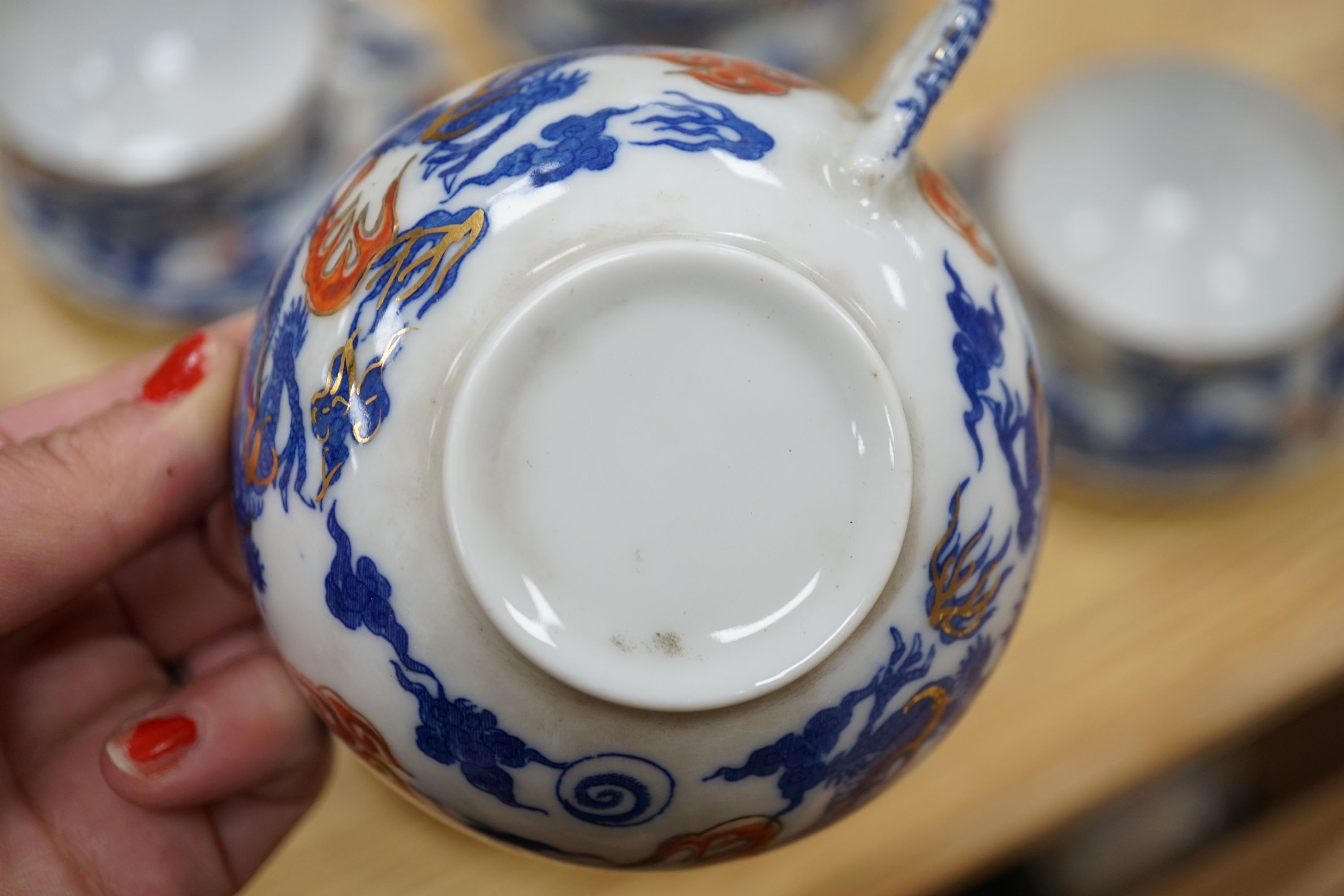 A Japanese dragon design eggshell tea set